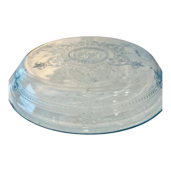 Vintage Fire-King Clear Glass 9” Pie Plate Ornate Scroll Medallion 1940s - Picture 2 of 5